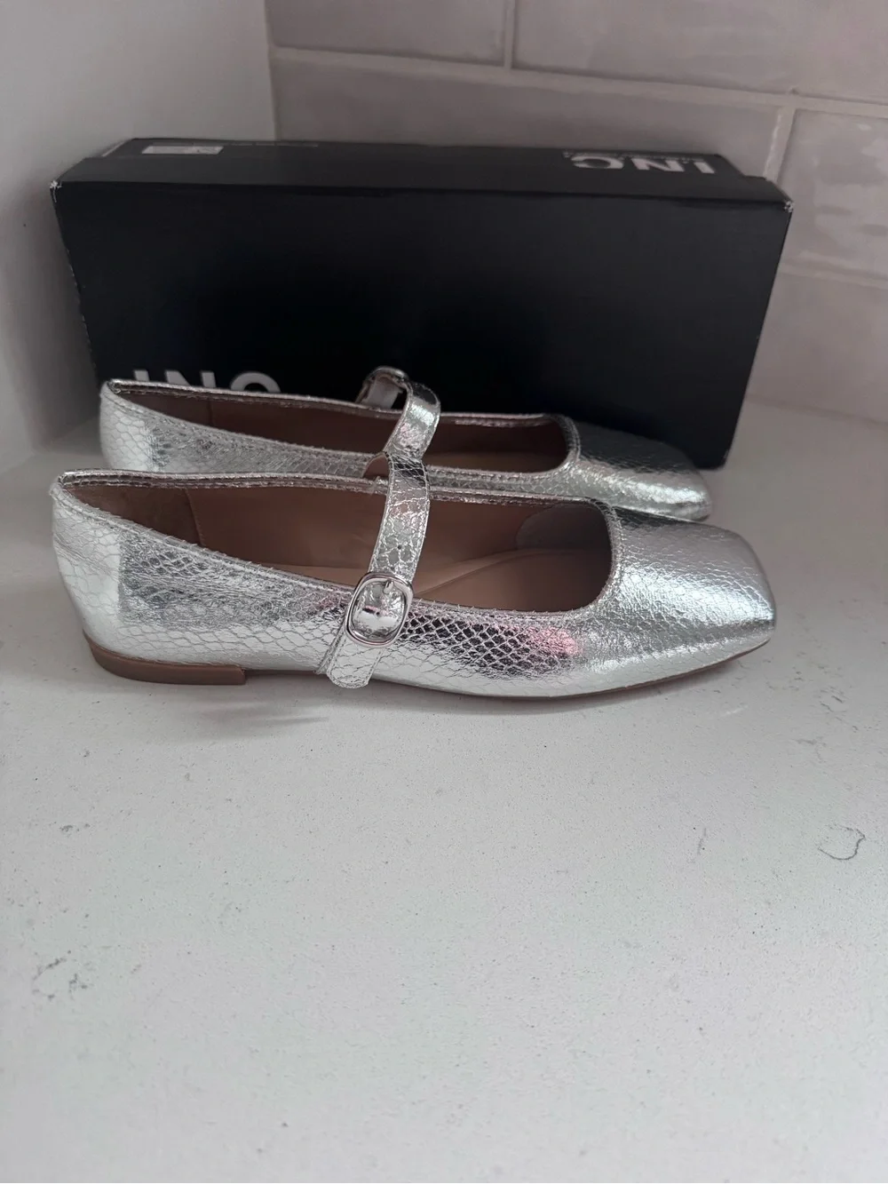 INC International Concepts Silver Women’s Mary Jane Flats